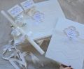  Комплект за кръщене в бяло екрю и сребърни детайли,с пера - Изображение 2