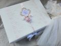 Кутия за дрешки за кръщене в комбиниран вариант от картон и плат - Изображение 7